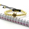 I gioielli di più alto potere Perline di ottone dorato da 6 mm di qualità intera con colori misti Bracciali macramè con zirconi neri e corona dei re244H