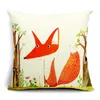 Cartoon Red Fox Cushion Cover Square Cotton Linen Throw Pillow Cover Housse De Coussin Hand Painted Cojine for Bedroom Sofa