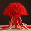 Hela nya s bröllop buketter strass pinkredwhitepurple handgjorda blommor konstgjorda brudtärna bukett siden 9629057