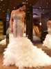 Luxury Crystal Mermaid Wedding Dress Diamond Beaded Bling Feather Lace Up Sweetheart Bridal Wedding Gowns vestidos de novia