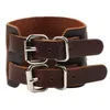 Outstanding Vintage Brown Black Wide Belt Style Genuine Leather Bracelet Cuff Bangle Cool Punk Rock Tribe Adjustable Wristband Men Bracelet