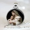 Vente en gros - (1 pièces / lot) Pendentif Nativité Vierge Marie Jésus et Agneau, Bijoux spirituels, Pendentif de Noël, Collier religieux