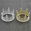 Barn Födelsedag Crown Hair Clip Gold Silver Diamant Pearl Headwear Baby Girl Accessory Tiaras Kids Tillbehör A569