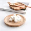 Durchmesser 14 cm Mini-Kuchen-Snack-Obst-Tablett, runder Holzteller, kleine Serviertabletts, Tassenuntersetzer, Geschirr, Holzutensilien