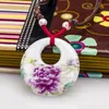 Brand new Ceramic jewelry necklace pendant rich peony pastel tiles WFN484 (with chain) mix order 20 pieces a lot