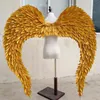EMS送料無料美しい素敵な金の大きな翼モダンなファンシーワークの小道具創造的なコスプレ結婚式の付属品純粋な手作り