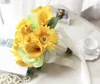 Jaune Mariée Tenant Bouquet Artificielle En Cascade Gracieuse Calla Lys Soie De Mariage Qualité Fleurs 24 cm Diamètre Nouveau