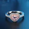 Wholesale Handmade choucong Luxury Jewelry 925 Sterling Silver Pink Sapphire Party Pave Setting Gemstones CZ Women Wedding Heart Ring Gift