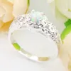 10 peças 1 lote LuckyShine Moda Mulheres Anéis Fogo Branco Opal Gems Prata Anéis Rússia Americana Austrália Anéis Vintage