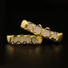 Newest 18K Real Gold Plated Iced Out HipHop Hollow Teeth Grillz Top & BottomHalloween Christmas Party Gift