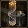 Современные люстры светодиодные хрустальные люстра Light offture Long Spiral Hotel Villa Home Indoor Living Living Lobby Carlor