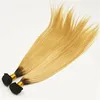 1b 27 Honigblonde Ombre peruanische jungfräuliche Haare mit Spitzenverschluss 3 Bündel Straight Hair Webs mit dunklen Wurzeln braune blonde Spitze 7105177