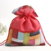 Grande Patchwork Listrado Pouch Bag Drawstring Jóias Trinket Perfume Saco de Embalagem de Presente Lavanda Spice Storage Sachet De Bolso 16.5x21.5 cm