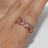 Taglia 5-10 Gioielli di lusso Argento sterling 925 placcato oro rosa Zaffiro bianco Diamanti CZ Pietre preziose Donne Anello di fidanzamento per matrimonio Fiore Regalo