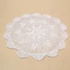 Mats & Pads 37CM Round Lace Hand Crocheted Doily Placemat Vintage Floral Coasters Home Coffee Shop Dining Table Decorative Gadgets