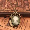 Wholesale- Summer Style Jewelry Vintage Antique Gold Queen Cameo Pendant Necklace Statement Necklace for Women Jewelry