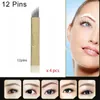 Manual tattoo pen for permanent makeup pen eyebrow tattoo with 4 pieces 12pins blade needle microblading pen