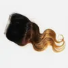 Ombre Color Closure 브라질 레이스 클로저 바디 웨이브 1B/4/27 인간 머리