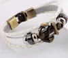2017 bricolage en cuir charme bracelets pour hommes de mode bijoux de charme Punk cire corde poignets bracelets ancre multicouche alliage Bracelet