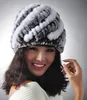 Femmes élégantes vraie fourrure tricot chapeau lapin fourrure casquette hiver chaleur Beanie/crâne casquettes bonnet