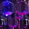 Luminous LED Balloon Ciąg Kolorowe przezroczyste okrągłe bąbelkowe balony ślubne oświetlenie więcej kolorów / Po umieszczeniu w helu około 18-20 cala
