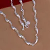 Groothandel - Laagste prijs kerstcadeau 925 Sterling zilveren mode ketting + oorbellen Set QS126