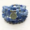 SN1165 Hoge Kwaliteit Ontwerp vrouwen Mala Kralen Armband Trendy Yogi Ketting Lotus Blauw Aventurijn Quartz Armband Gratis Verzending