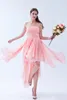 2017 Sexig Strapless Crystal A-Line Homecoming Dress With Pleat Chiffon Hi-Lo Graduation Prom Party Gown BH13