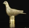 Old Handwork Carving Bronze Pigeon Statue Cane Head Walking Stick