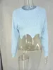 Atacado-Sexy Pullover Colheita Top Sweater Mulheres Tricot Oversize Diamante Hem Curta Camisola Quente Femme Outono Moda Malha Top