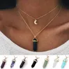 Tout nouveau mode simple femmes grand collier lune pendentif hexagonal printemps chaud nouveau WFN395 (avec chaîne) ordre de mélange 20 pièces par lot