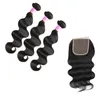 8A Body Wave Virgin Brazylian Bundles Firme z zamknięciem nieprzetworzone splaty ludzkich włosów i środkową część części Koronkowe zamknięcie B4679050