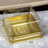 New Arrivals--100pcs=50sets 6.8*6.8*4 cm Mini Size Clear Plastic Cake boxes Muffin Container Food Gift Packaging Wedding Supplies