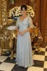 Robes mère de la mariée gris argenté longues 2017 perles appliquées robes de soirée en mousseline de soie fête taille personnalisée robe d'invité de mariage 5232312