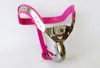 Male Model-T Plus Adjustable Stainless Steel Pink Belt Device Full Closed Winding Cock Cage With Urinate Hole BDSM+Plug Sex Toy3438798