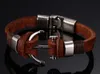 Mäns Läder Armband Smycken Piratstil Alloy Anchor Armband för Man Joyria Anclas Pulsera Brazalete