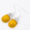 Boucles d'oreilles pendantes en argent 925, bijoux de noël, pierre porte-bonheur, jaune naturel, JADE, cadeau, 2 pièces/Lot, E0453