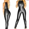 Dames Jumpsuits Rompertjes Groothandel- 2021 Dames Sexy Latex Open Kruis Jumpsuit Erotische Clubwear Rits Gothic Punk Lederen Catsuits Lady N