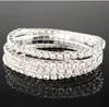 Mode Crystal Rhinestone Stretch Bracelet Bangle bruiloft bruids polsbandje voor bruidsmeisje, 1, 2, 3, 4, 5, 8 rijen