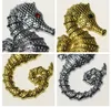 2 Adet 3D Metal Kalite Amblem Rozeti Sticker Hipokampus Logo Renkli Gümüş / Altın Tüm Araba Makineleri için DIY Dekorasyon