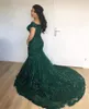 2020 Hunter Green Borgonha Vestidos Noite off Ombro Ilusão Completo Laço Frisado Lantejoulas Sereia Vestidos de Prom Plus Size Formal Party Vestidos