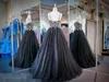 Perles Tulle Noir Robes De Bal Bretelles Spaghetti Bling Bling Cristaux Broderie A-ligne Quinceanera Sweet 16 Robes De Soirée Pas Cher 2019 Nouveau