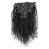 Kinky Curly Clip ins 100g 120g 7pcs Clip en extensiones de cabello humano Clip de cabello humano de color natural en extensiones