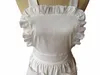 Wholesale-Japanese Style Women Elegant White Ruffle Cotton Apron Short Style with Corss Back Adult Cosplay Apron