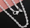 2mm Rope chain necklace,Wholesale16"-24" Fashion jewelry 925 stamped silver plated jewelry necklaces HJIA1125