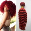 Capelli vergini peruviani capelli umani rossi pacchi 100g 1 pz onda profonda peruviana dei capelli doppia trama di qualità, senza spargimento