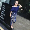 Summer Girls Clothing Sets Baby Teenage Kids Ruffles Off Axel SHORT Sante Shirtfloral Print Long Pant 2PC Suit4211064