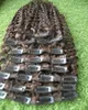 Mongolian kinky curly hair clip in 100g #4 Dark Brown 9pcs/Lot afro kinky curly human hair clip in extensions