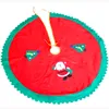 Atacado-artesanal Vermelho Verde 90 cm / 35 Diâmetro Árvore de Natal Saia Feltro Applique Papai Noel Natal Saias da árvore de Natal Decorações