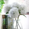 Partihandel Konstgjord Hydrangea Blomma med Flower Rod DIY Silk Tillbehör för Party Home Bröllopsdekoration 5 färger